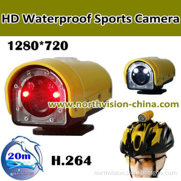 720p Waterproof Sports Camera with H. 264